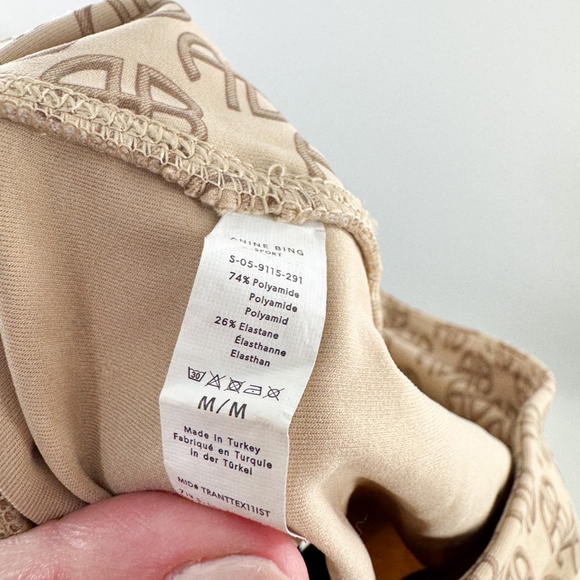 Anine Bing Tan Logo Bike Shorts M - Picture 5 of 5